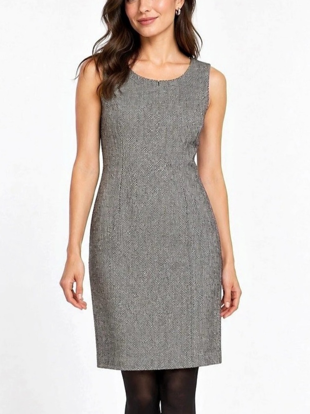 ISDA & CO Black & Cream Herringbone Sleeveless Sheath Dress